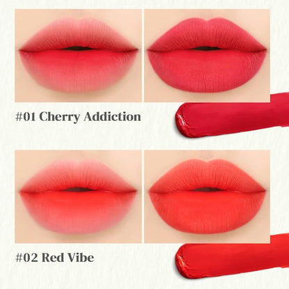 Bouquet Garni Blursome Velvet Lip Tint Red Vibe - Lip Stain Long Lasting Waterproof Korean Lip MakeUp Beauty Products - Smoother and Hydrating Lips with Rosehip Oil and Honey Extract