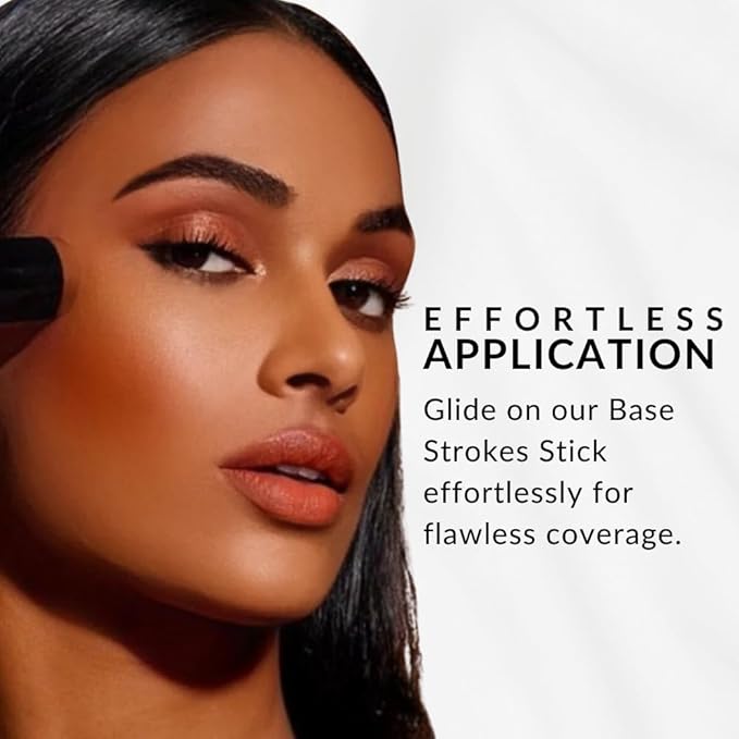 Base Strokes Crème Foundation Stick by Flori Roberts, Full Coverage for Women of Color or Deeper Skin Tones, Long Lasting Makeup, Natural Finish, Complexion Concealer & Corrector