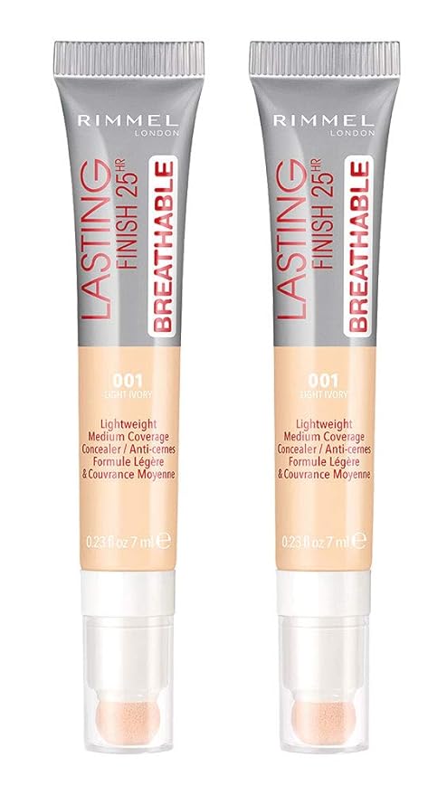 Rimmel Lasting Finish Breathable Concealer, Light Ivory, 0.23 Fl Oz, Pack of 2