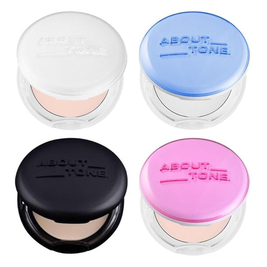 [ABOUT TONE] Blur Powder Pact (02 LIGHT) + Glow Powder Pact + Air Fit Powder Pact + Sebum Cut Powder Pact [4 Types of Powder Pact BUNDLE SET] / Pressed Powder Pact with Mirror and Powder Puff