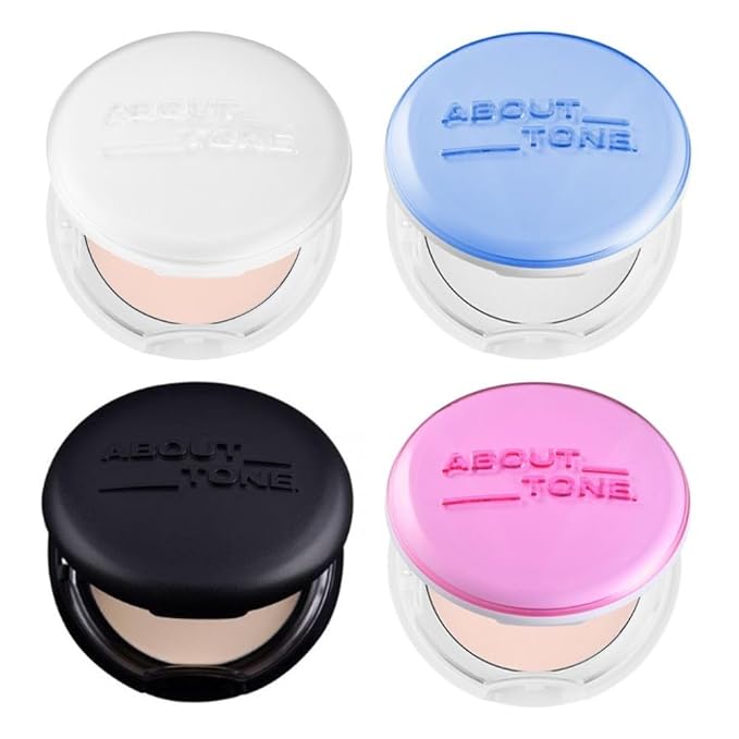 [ABOUT TONE] Blur Powder Pact (03 NATURAL) + Glow Powder Pact + Air Fit Powder Pact + Sebum Cut Powder Pact [4 Types of Powder Pact BUNDLE SET] / Pressed Powder Pact with Mirror and Powder Puff