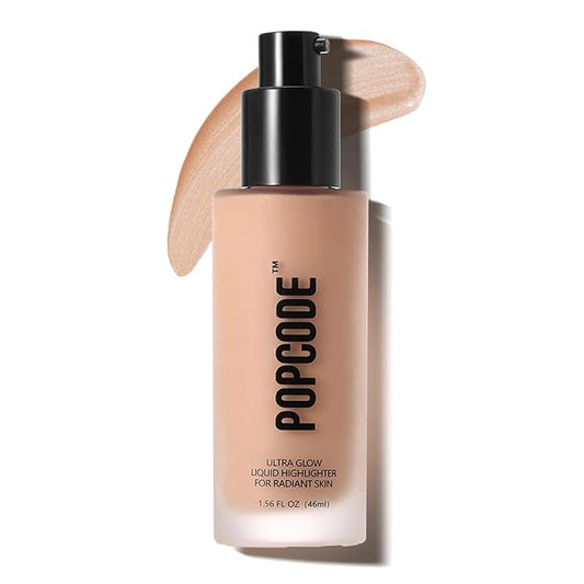 Ultra Glow Liquid Highlighter Makeup for A Glowing Skin, Soft-Focus Look, Enriched with Hydrating Squalane Oil - Wear Alone or Under Makeup, Vegan & Cruelty-Free(1.56 oz)