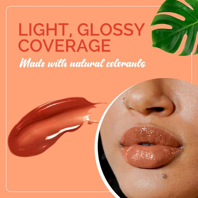 Lip Gloss 7ml 90% Organic Moisturizing Lip gloss Non Sticky Shiny Natural Colorants For Light Glossy Coverage Gluten Free Paraben Free | Bronze Orange Metallic | Sunset