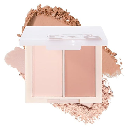 2-in-1 Contour & Blush Palette | Matte Silky Powder, No Fallout, Buildable Color, Universal Natural Makeup for Women (Pack of 1))
