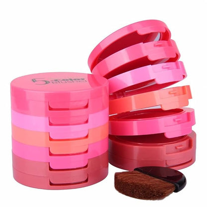 Pure Vie® Professional 5 Layers/Colors Cream Blush Blusher Pressed Face Powder Makeup Palette Contouring Kit - Ideal for Salon and Daily Use