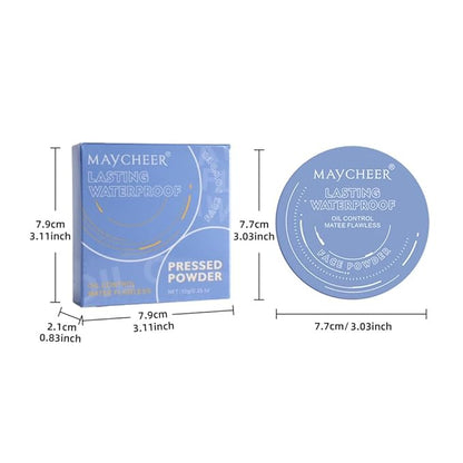 LAMUSELAND Pressed Powder Compact, Oil Control Brighten Skin 6 Colors Face Powder, Whitening Highlighting Face Makeup Tools for Women Girls (JG08)