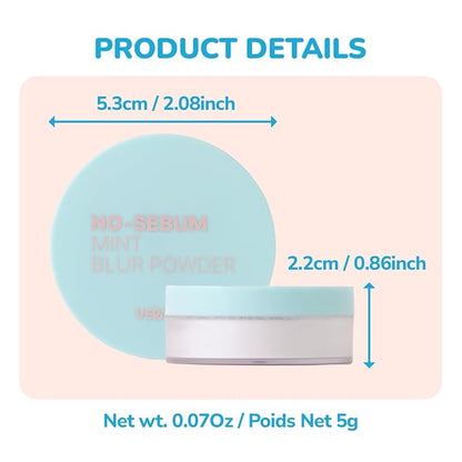 VERTTY No-sebum Blur Powder (0.9 Oz) | Vegan loose face Powder, Matte Finish | Oil Control & Makeup Setting, For all skin type, K-Beauty | Cruelty Free