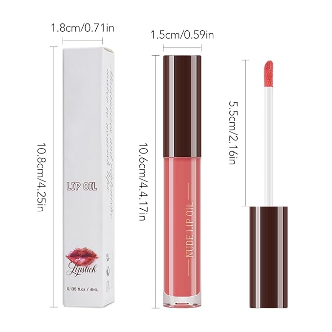 Hydrating Glow Lip Gloss Oil, Tinted Lip Plumper Lip Glosses Oil, Younger-Looking Lips Chocolate Scent, Non-Sticky Creamy Texture for Dry Lips, Brillo labial en aceite hidratante con brillo 03#