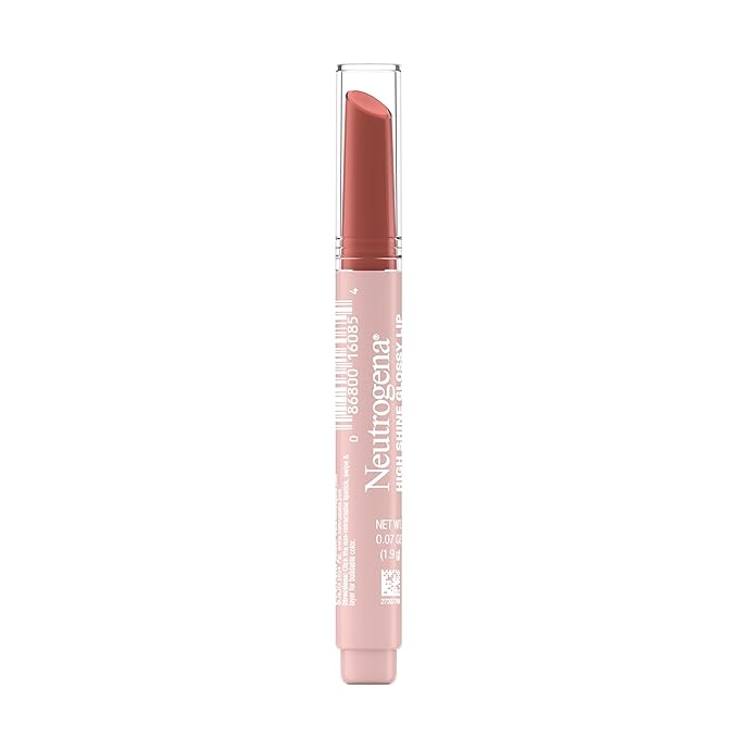 Neutrogena High Shine Glossy Lip with Maracuja Oil + Vitamins & Antioxidant Vitamin E, Nourishing Glossy Lip, Non-Retractable, Pigmented For Buildable Color, Rose Petal, 0.07 oz