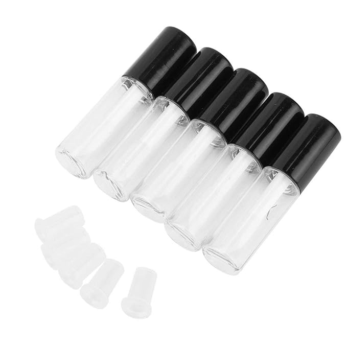 Case of 90 packs, Empty Plastic Clear Lip Gloss Tubes Lip Balm Bottle Container Black Transparent 1.2ML Makeup Tool for Women (90 pcs, Black)