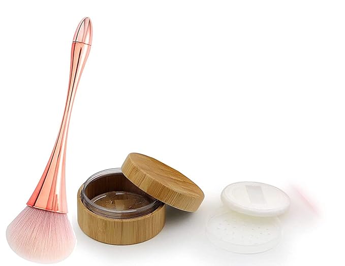 1Pcs 30ml/1Oz Empty Loose Powder Container and 1Pcs Make-Up Powder Brush