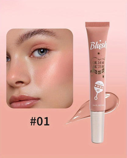 Lightweight Liquid Cream Blush Eyeshadow - Superdewy & Buildable Pigmentation, Cruelty Free Vegan Makeup, Natural-looking Cheek Tint with Dewy Finish (#01, A)