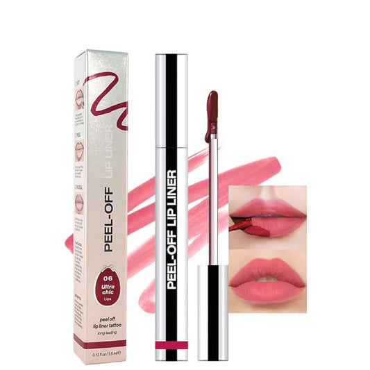 Matte Liquid Lip Gloss Stain - Peel Off Lip Liner Tattoo, Pinkish Red Peel Off Lip Stain, Long Lasting & Waterproof, Transfer-Proof Lip Gloss for All Skin Types, 0.12 fl oz 06#
