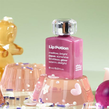 Lip Potion Aqua Glow No.8 Sugar Purple | Hydrating, Non-Sticky Gloss with Sheer Radiance | 0.3 Oz