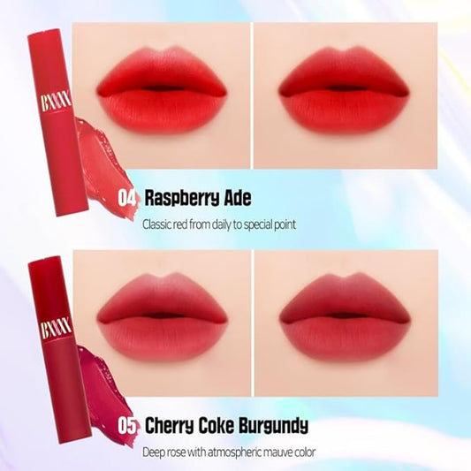 Long-lasting Lip Tint Lip Stain Lip Gloss-Hydrating, Calming, Nourishing and Vivid water tint 0.11 oz (5 colors) (Raspberry ade)