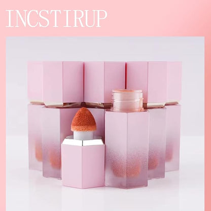 Soft Cream Liquid Blush, Creamy Liquid Blush Makeup with Cushion Applicator for Cheeks, Lip, Eyes, Buildable Pigment, Weightless, Long-lasting, Dewy Finish, Smudge Proof, Natural-Looking (03#)
