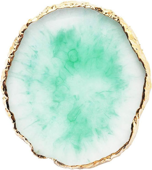 JASSINS Resin Nail Art Palette,Nail Art Painting Mixed Color Palette Gold Edge Nail Gel Color Makeup Display Board (Green)