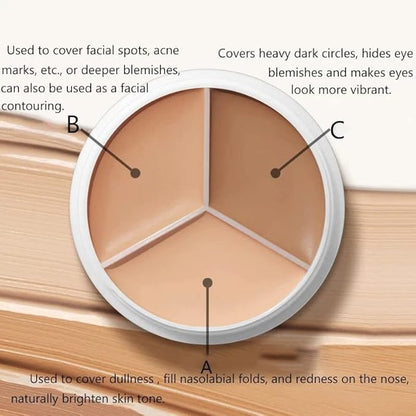 Tri-Color Concealer Make Up Foundation for Dark Skin - Full Coverage Cover Spots Acne Marks Highlight Contours - Waterproof Long Lasting Palette