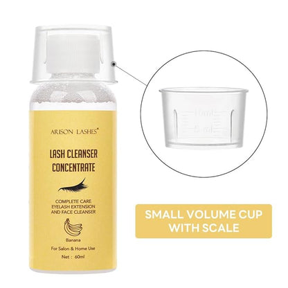 Eyelash Cleanser Concentrate 60ml Professional Lash Extensions Shampoo Natural Foaming Cleanser for Extensions Lashes with Salon Home Care-Makes 12 Bottles 60ml Eyelash Shampoo (bananas)