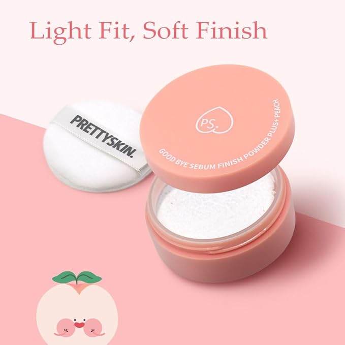 Goodbye Sebum Control Finish Powder 5g – Lightweight Oil-Absorbing Face & Hairline Powder for Long-Lasting Soft Matte Finish (Peach)