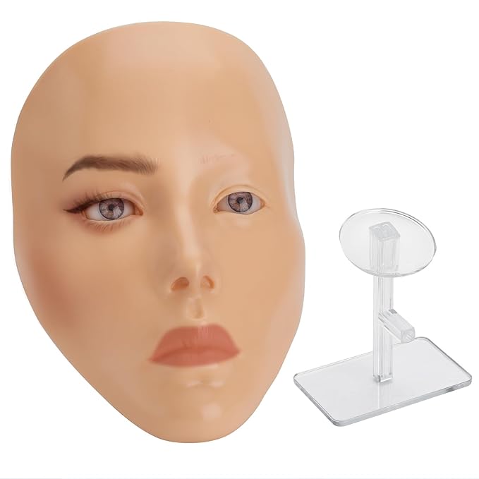 Silicone Makeup Practice 5D Face Board, Reusable Beginners to practice eyesmakeup Face Eyes Silicone False Cosmetologist,Real Person Training Model for Self-Study and Beginners or Makeup Artist Show