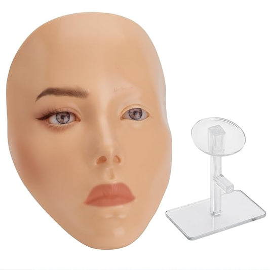Silicone Makeup Practice 5D Face Board, Reusable Beginners to practice eyesmakeup Face Eyes Silicone False Cosmetologist,Real Person Training Model for Self-Study and Beginners or Makeup Artist Show