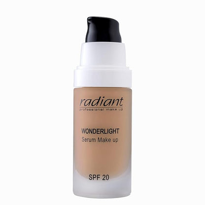 Radiant Professional Wonderlight Serum Liquid Foundation for Makeup Kit - Alternative to Bronzer Powder - Color Corrector & Under Eye Concealer - Matte Eyeshadow Base - 1.01 oz - Tan Beige (05)