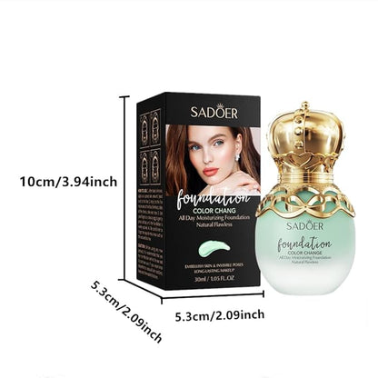 Patrician Color-Changing, Foundation, Long-Lasting High Coverage Lightweight Flawless Finish Makeup for All Skin Types, Ivory Tone, 30ml