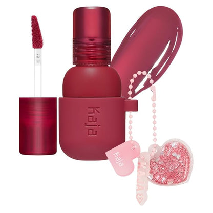 Kaja Lip & Blush Glazed Keychain Stain - Jelly Charm 02 Squeeze Guava | with Triple Berry Complex, Lemon Fruit Extrac & Olive Squalane, Hydrating, Long Lasting Lip Tint