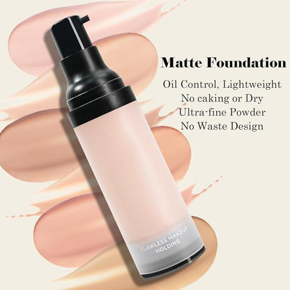 Liquid Full Coverage Matte Foundation, 6 Colors Blendable Light Medium Nude Beige Pink Orange Flawless Concealer for Face Makeup, Oil Control, Lightweight, Blurring Cover Uneven Skin Tone (02#, 30ml)