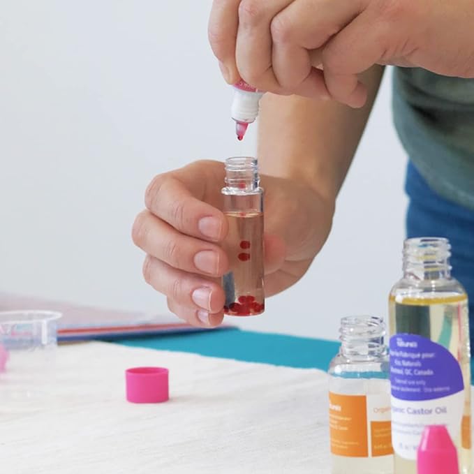 Kiss Naturals - Lava Lip Gloss Kit - With Organic Castor Oil, Safflower Oil, Coconut Oil - STEM DIY Science Kit - Make 6 Lip Gloss - 2 Natural Flavors - Birthday, Holiday, Party Gift for Girls