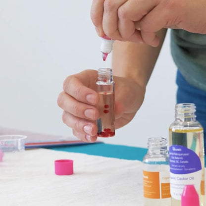 Kiss Naturals - Lava Lip Gloss Kit - With Organic Castor Oil, Safflower Oil, Coconut Oil - STEM DIY Science Kit - Make 6 Lip Gloss - 2 Natural Flavors - Birthday, Holiday, Party Gift for Girls