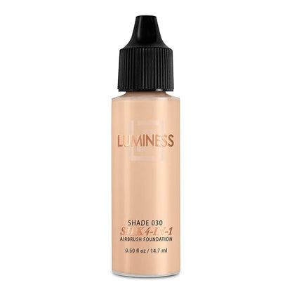 Luminess Air Silk 4-In-1 Airbrush Foundation- Foundation, Shade 030 (.5 Fl Oz) - Sheer to Medium Coverage - Anti-Aging Formula Hydrates and Moisturizes - Professional Makeup Kit for Cordless Air Brush