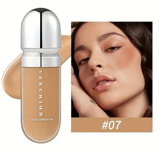 12-Shade Full Coverage Long Lasting Concealer, Waterproof Liquid Foundation For All Skin Types, Matte Finish, Buildable Coverage (7, 8ml)