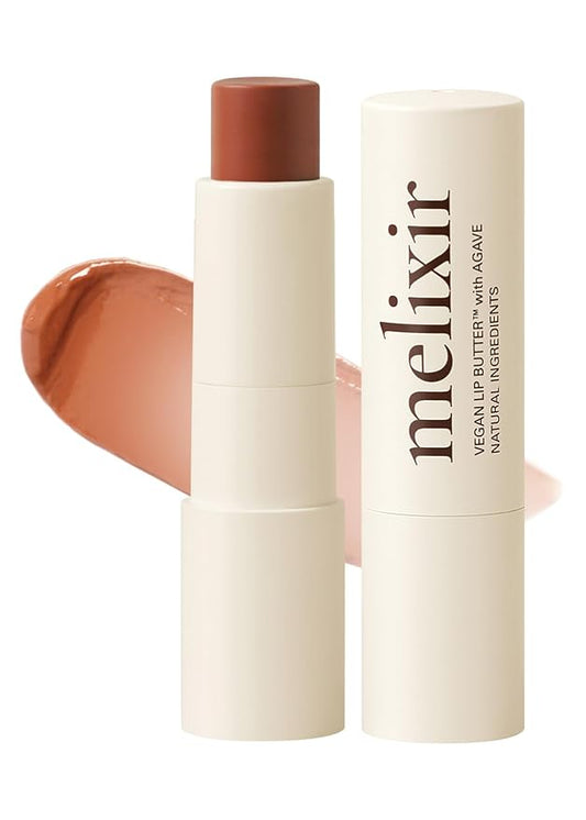 Melixir Vegan Lip Butter #12 Caramel(Tinted) (+11 more colors), Bee Free, Petrolatum Free, Deep Nourishing Plant-Based Vegan Chapstick, Lip Balm for Dry, Cracked and Chapped Lips