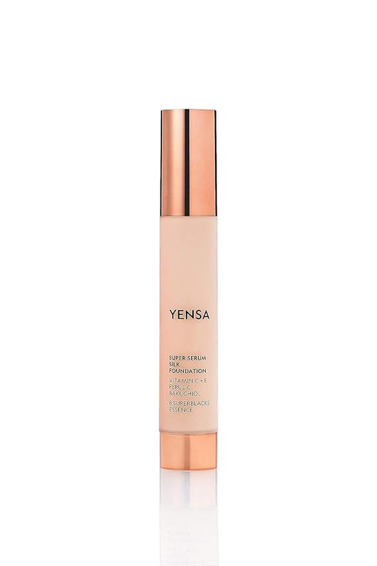YENSA Serum Foundation Makeup - Super Silk Full Coverage Foundation Enriched with Peptides, Vitamin C & Ferulic Acid to Help Reduce Fine Lines, Wrinkles & Dark Circles - Light 2 (1 oz)