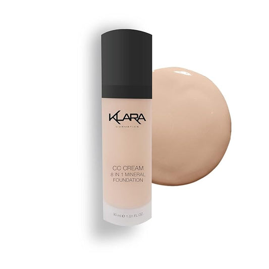 Klara Cosmetics CC Cream Foundation Light long lasting poreless built-in primer with sun protection With Free Sponge