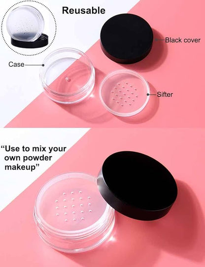 AKOAK Capacity 50 ml(1.69 oz) Empty Reusable Plastic Loose Powder Compact Container DIY Makeup Powder Case with Sifter and Lined Screw Lid,Pack of 1