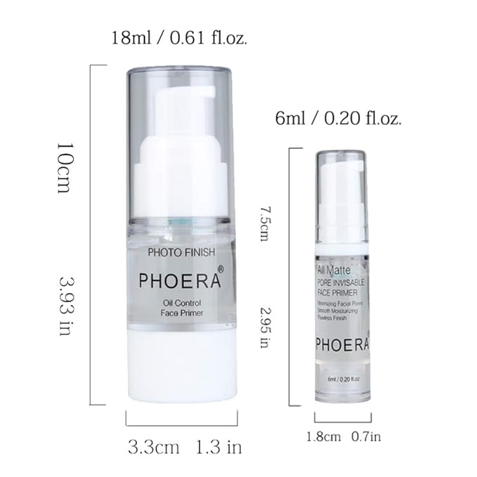 PHOERA Primer Face Foundation Primers,Face Primer for Makeup Long Lasting Hydrating Smoothing Isolated Moisturizing Oil Free Effect Make Up Base Matte Makeup Primer (2 * 18ml)