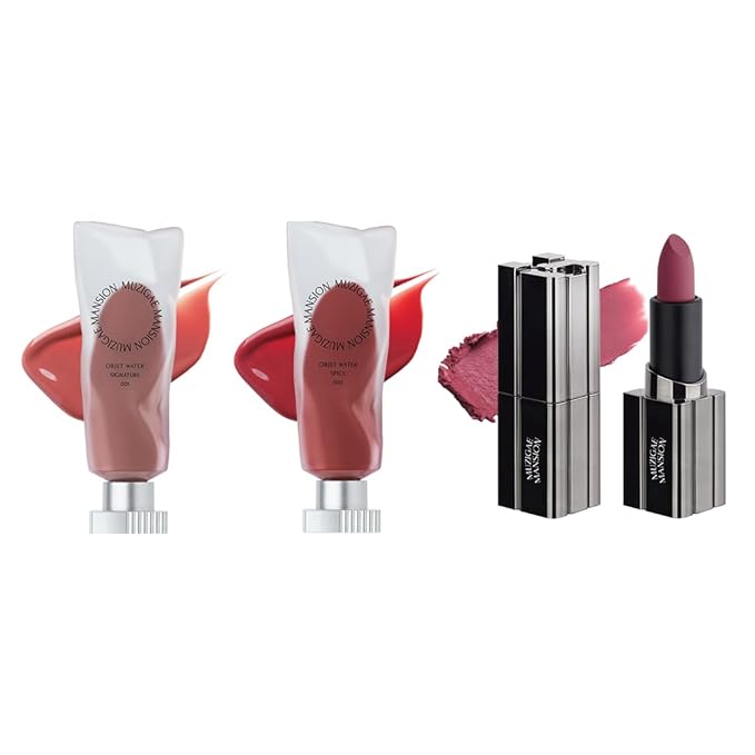 MUZIGAE MANISON City Chic Trio - 07 Hippy | Objet water 01 Signature & 02 Spicy & Moodwear Blur 07 Hippy | K-Beauty Lip Stain Matte Lipstick