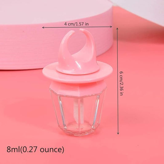 10 Pcs 8ml Pink Empty Lip Gloss Tube Bottle Diamond Ring Shape Plastic Refillable Lipgloss Tube Container Clear Lip Glaze Tube Wand Brush Lip Oil Vials DIY Cosmetic Lipstick Tube Makeup Tool