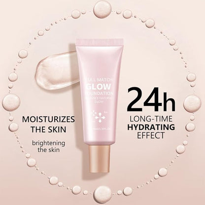 Full Match Glow Foundation, Enhance Foundation Natural Glow, Professional Coverage for a Flawless Look (Medium, Large)