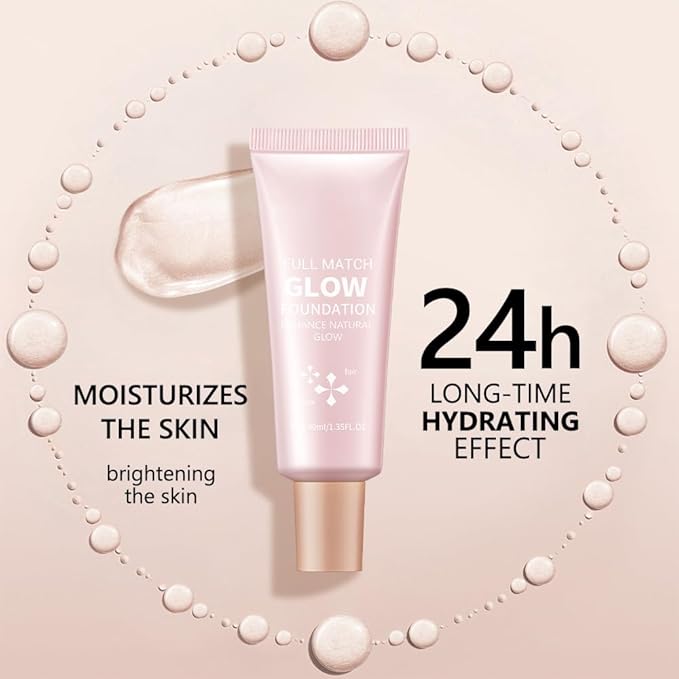 Full Match Glow Foundation, Enhance Foundation Natural Glow, Professional Coverage for a Flawless Look (Fair, Large)