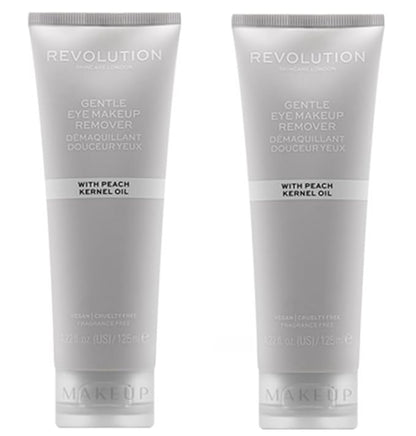 Pack of 2 Makeup Revolution Skincare London Gentle Eye Make Up Remover with Peach Kernel Oil