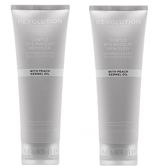 Pack of 2 Makeup Revolution Skincare London Gentle Eye Make Up Remover with Peach Kernel Oil