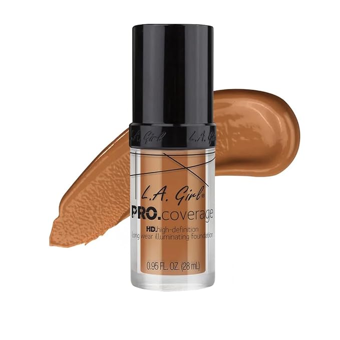 L.A. Girl Pro Coverage Liquid Foundation, Warm Caramel, 0.95 Fl Oz
