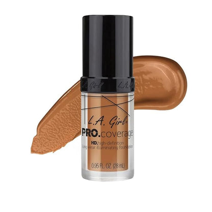 L.A. Girl Pro Coverage Liquid Foundation, Warm Caramel, 0.95 Fl Oz
