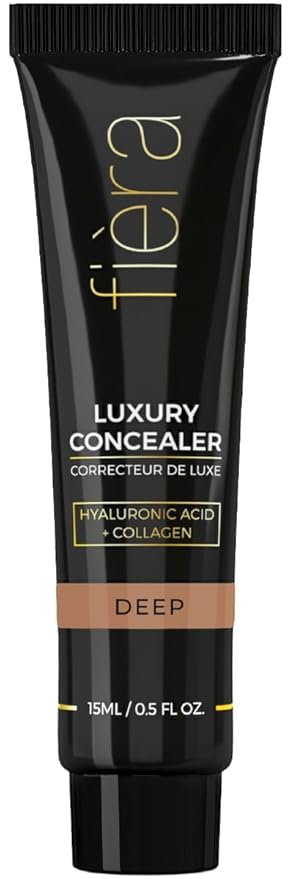 Fièra Luxury Concealer & Foundation with Anti-Aging Ingredients - Full Coverage for Dark Circles, Wrinkles, Fine Lines, and Spots, All-Day Wear For Mature Skin - Deep, 0.5 FL. OZ. / 15 ML