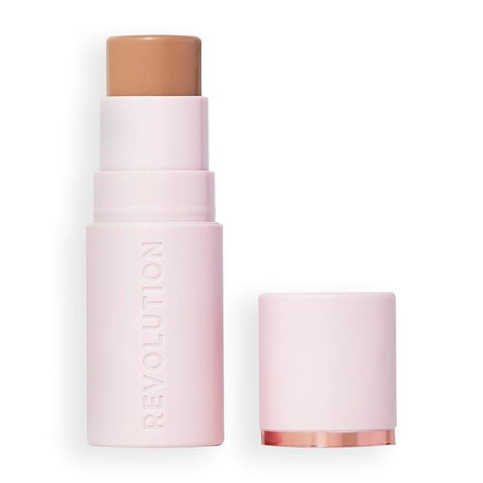 Revolution, Skin Silk Bronzer Stick, Buildable Color for Cheek, Eye, & Lip, Cream-to-Powder Formula, Vegan & Cruelty-Free, Fair Sand, 0.15 oz