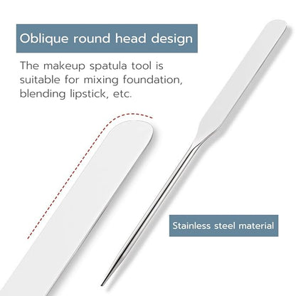 PVBN Make Up Spatula Tool Stainless Steel, Korean Metal Makeup Spatula for Face, Foundation Spatula, Facial Cosmetic Makeup Tool for Professional and Beginner, Mixing Stick Spatula (Silver)